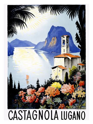 Castagnola Lake Lugano Resort Giclee Print