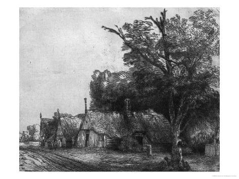 Landscape with Three Cottages, 1650 Giclee Print