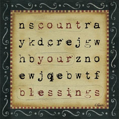 Count Your Blessings Word Search Art Print
