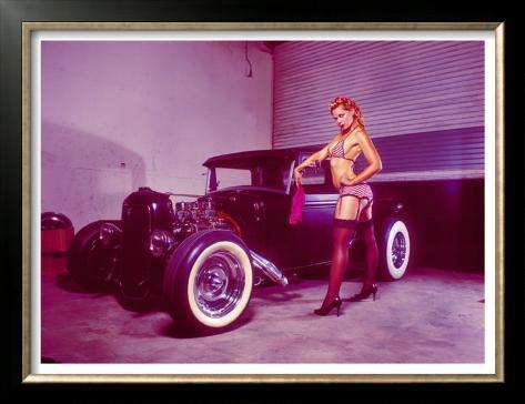 PinUp Girl Flat Head Rat Rod Framed Art Print Don't see what you like