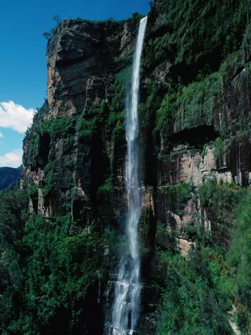 Bridal Veil Falls Govetts Leap Lookout Near Blackheath Blue Mountains 