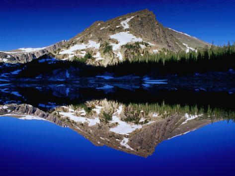 Alpine Mountain Reflected in Lawn Lake, Rocky Mountain National Park, Colorado, USA Photographic Print