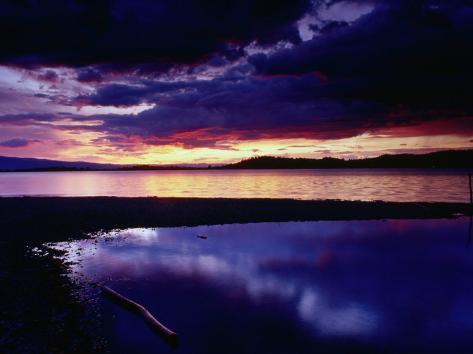 Flathead Lake on Sunset Over Flathead Lake  Montana  Usa Photographic Print By Gareth