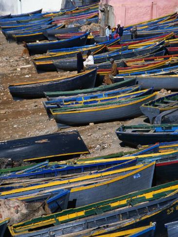 Fishing Boats on Shore, Taghazout, Tiznit, Morocco Photographic Print