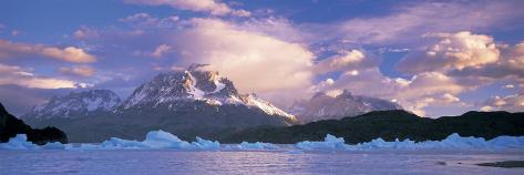 Cloudy Sky over Mountains, Lago Grey, Torres del Paine National Park, Patagonia, Chile Photographic Print