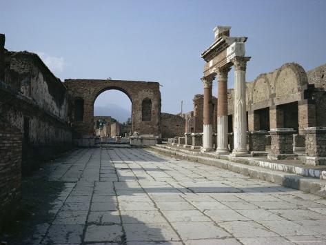 Corner of Forum and Arch of Tiberius, Pompeii, UNESCO World Heritage Site, Campania, Italy Photographic Print