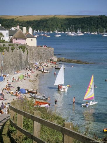 Beach and Cottages, St. Mawes, Cornwall, England, United Kingdom Photographic Print
