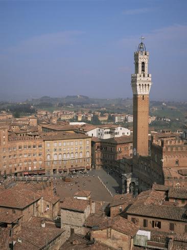 Piazza Del Campo and Mangia Tower, Unesco World Heritage Site, Siena, Tuscany, Italy Photographic Print