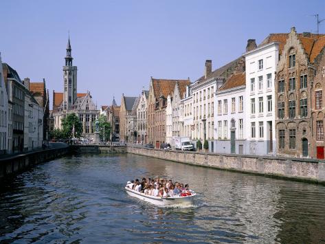 Boat Trips Along the Canals, Bruges (Brugge), Unesco World Heritage Site, Belgium Photographic Print