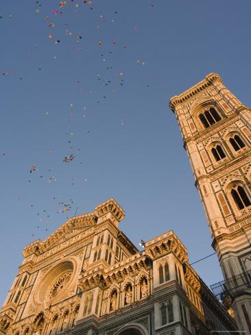 Festival Balloons Flying Over the Duomo, Florence, Unesco World Heritage Site, Tuscany, Italy Photographic Print