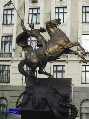 George and the Dragon, Equestrian Monument, Old Town, Unesco World Heritage Site, Lviv, Ukraine Photographic Print