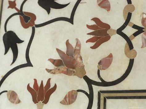Detail of Inlay Work, Taj Mahal, Unesco World Heritage Site, Agra, India Photographic Print