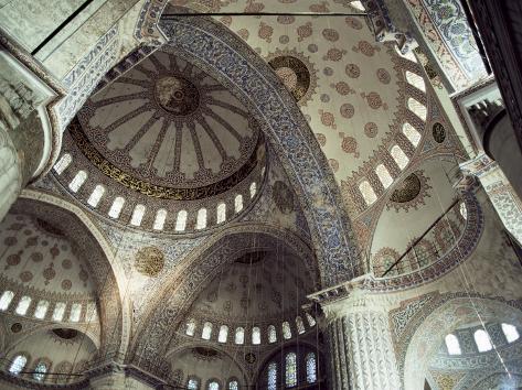 Interior of the Blue Mosque (Sultan Ahmet Mosque), Unesco World Heritage Site, Istanbul, Turkey Photographic Print