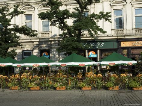 Cafe in the Main Market Square (Rynek Glowny), Krakow (Cracow), Unesco World Heritage Site, Poland Photographic Print