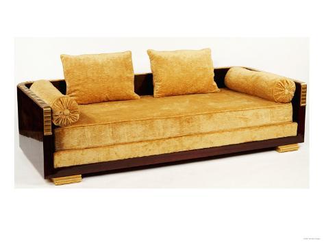 Ducharmebronz', a Rosewood and Gilt Bronze Day Bed, Designed by Jacques-Emile Ruhlmann (1879-1933) Art Print
