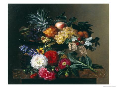 Dahlias, Lupin and Coreopsis in a Greek Kylix