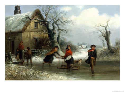 Skaters on a Pond Giclee Print Skaters on a Pond Giclee Print