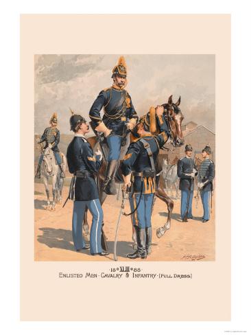 Enlisted Men, Cavalry and Infantry in Full Dress Premium Poster