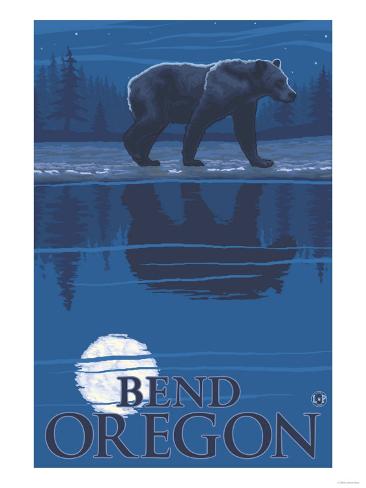 Bear in Moonlight, Bend, Oregon Poster by Lantern Press at ...