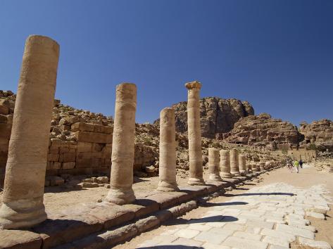 Colonnaded Street, Petra, Unesco World Heritage Site, Jordan, Middle East Photographic Print