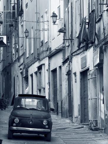 Fiat Driving in Narrow Street, Sassari, Sardinia, Italy Photographic Print