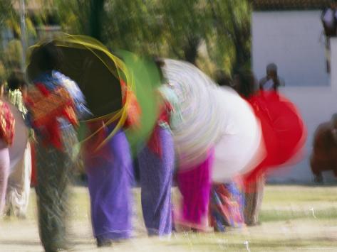 Brightly Colored Umbrellas are Twirled at a Festival in Thimphu Photographic Print