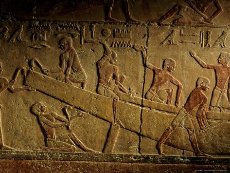 Tomb of Ti, Building Relief of Wood Planked Nile Boat, Saqqara, Egypt ...