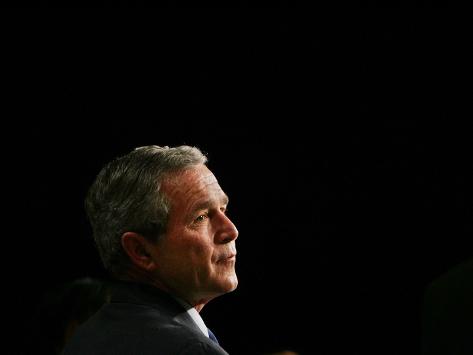 President Bush Listens to Statements Photographic Print