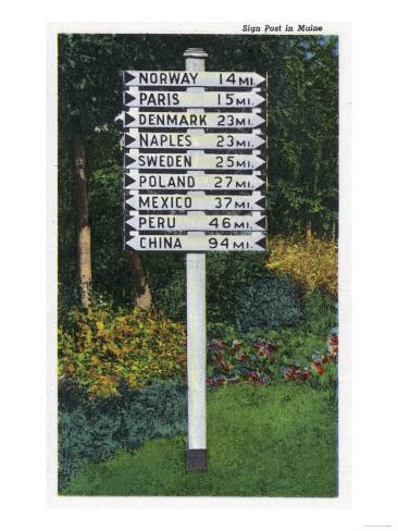  - maine-mile-marker-sign-post-of-odd-distances-to-different-cities-countries