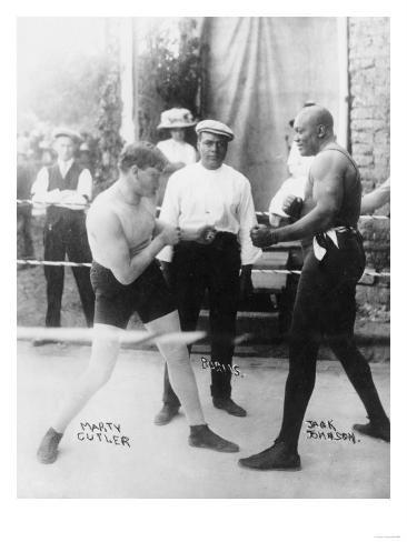 Boxers Marty Cutler and Jack Johnson Photograph Art Print