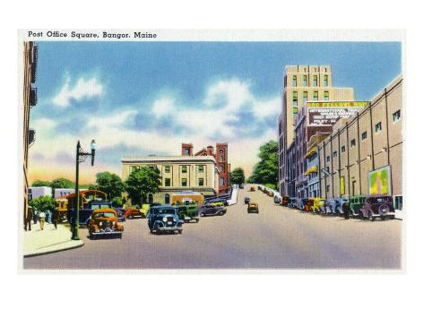 Bangor, Maine, Scenic View in Post Office Square Art Print