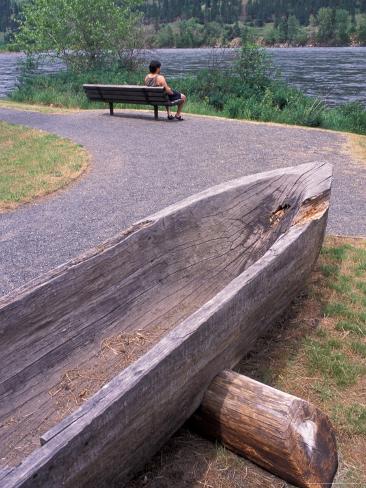 Wooden Dugout Canoe, Clearwater River, Orofino, Lewis and Clark Trail 