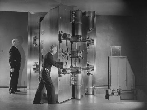 Guards Closing Bank Vault Door at Irving Trust Company Premium Photographic Print Guards Closing Bank Vault Door at Irving Trust Company Premium Photographic Print