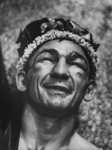 Boxer Carmen Basilio Sitting in His Room after Winning a Fight Premium Photographic Print