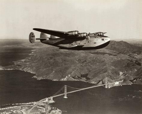 Boeing B-314 over San Francisco Bay, California 1939 Art Print