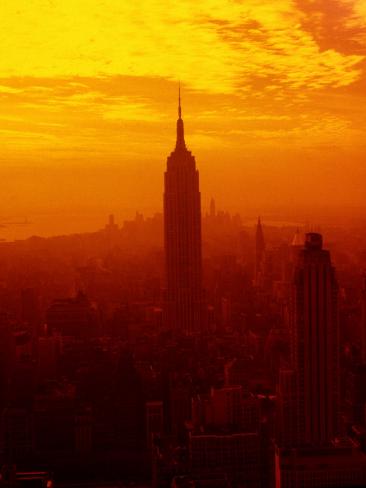 Silhouette Of New York City Skyline At Sunset Photographic Silhouette Of New York City Skyline At Sunset Photographic