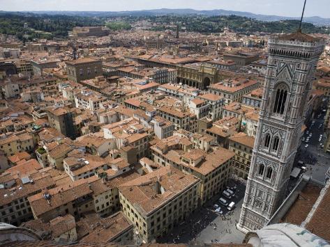 Campanile and City from the Top of the Duomo, Florence, UNESCO World Heritage Site, Tuscany, Italy Photographic Print