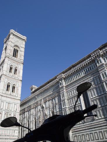 Duomo and Campanile with Scooter, Florence, UNESCO World Heritage Site, Tuscany, Italy, Europe Photographic Print