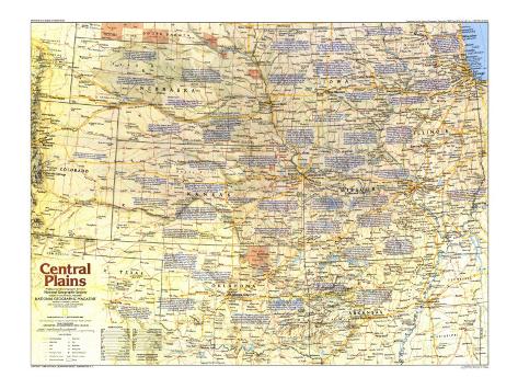 Central Plains Poster Map, National Geographic