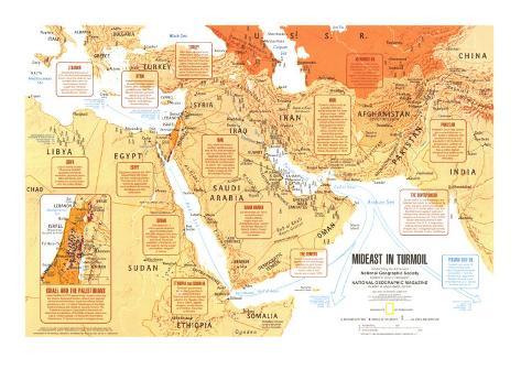 Mideast in Turmoil Map Poster, 1980