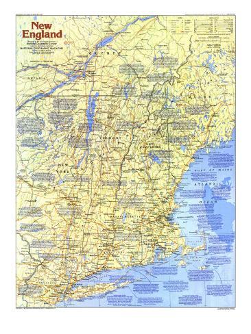 New England Map Poster, 1987, National Geographic, side 1