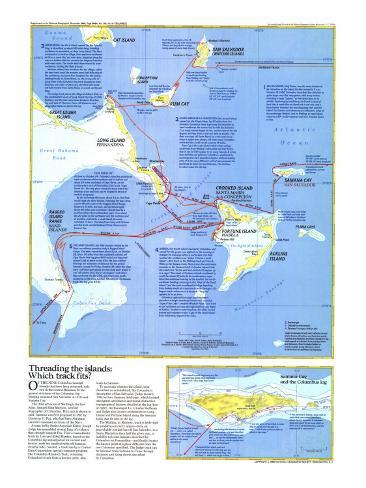 Where Did Columbus Discover America, Map Poster, 1986