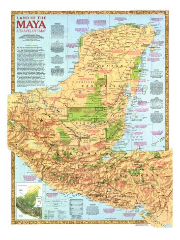 Land of the Maya Map Poster, 1989