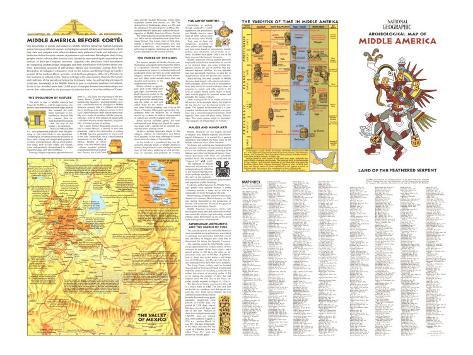 Archeological Map of Middle America, Land of the Feathered Serpent, Poster, side 2