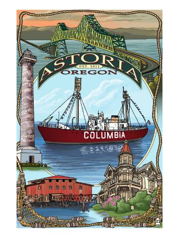 Astoria, Oregon Montage, c.2009 Premium Poster