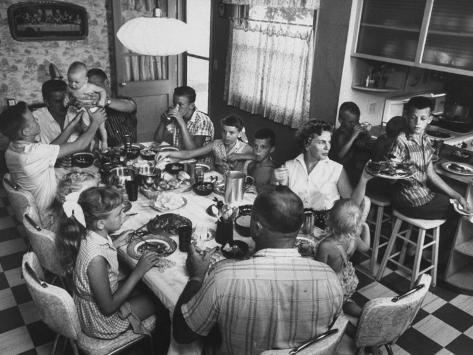 Paul Horsch and His Family During their Sunday Dinner Premium Photographic