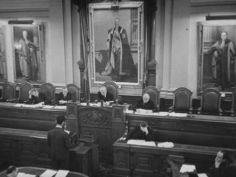 Members of the Fulham Tribunal Listening to Statement by Conscientious Objector Premium Photographic Print