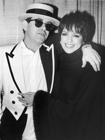 Singers Elton John and Liza Minnelli Backstage at Madison Square Garden before Elton's Performance Premium Photographic Print