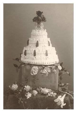 Black and White Photo of Wedding Cake Premium Poster