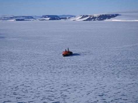 Franz Josef Land, Aerial View of Russian Nuclear-Powered Icebreaker
